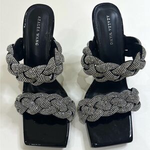 Black and Silver Diamond Women's Heels